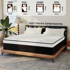 12/14 Inch Mattress Hybrid Memory Foam Bed in A Box, Twin Full Queen King Size