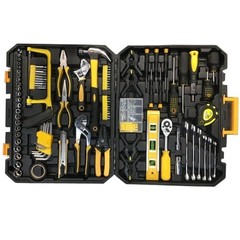 Portable 198Pcs Hand Tool Set General Household Hand Tool Kit Mechanics W/ Case