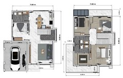 28×34 Feet House Design Plan 8.4×10.2 Meter 4 Bed 3 Bath PDF, CAD &A4 Hard Copy