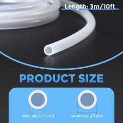 Rebower Silicone Tubing,1/16″ ID x 1/8″ OD Pure Silicon Tube High Temp Silico…
