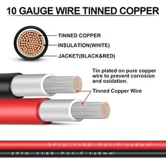10 AWG Solar Panel Extension Cable PV Wire Solar Connector Pair Black & Red 6mm²