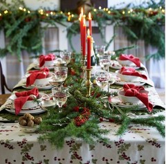 Couleur Nature, “Gooseberry Red & Green” French Country Holiday Tablecloths, NEW