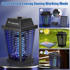 4500V Electric Solar Bug Zapper Outdoor, Mosquito Zapper Waterproof Fly Zapper,d