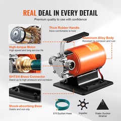VEVOR Water Transfer Removal Pump Portable Utility Pump 12V 360 GPH 1/10 HP Hose