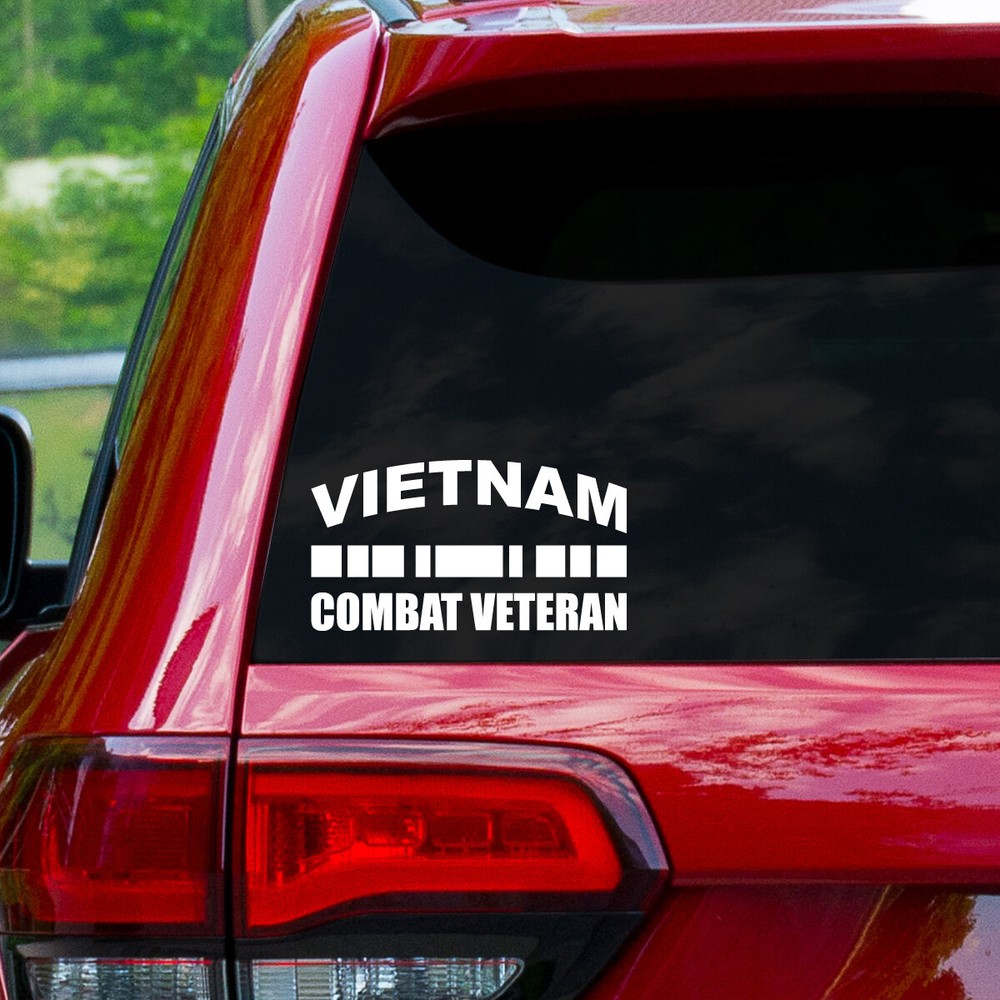 Vietnam Combat Veteran Decal 5″ Wide Window Sticker – 28 Different Colors!