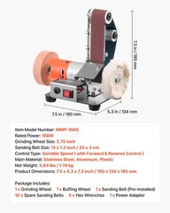 VEVOR 3-in-1 Mini Belt Sander Grinder Polisher Combo with 7 Speeds Adjustment