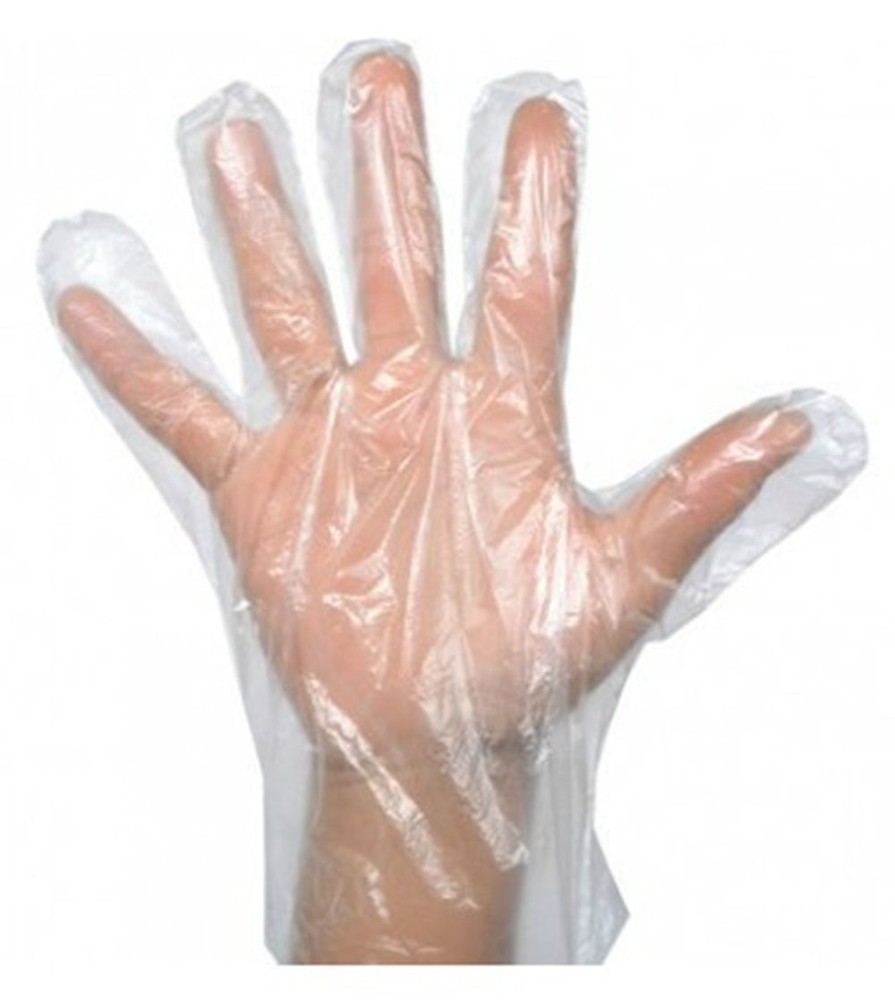 Clear Plastic Food Service Gloves – 4 Sizes – Disposable Kitchen Embossed Poly