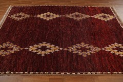 Burgundy Moroccan Area Rug 5×8 Handmade Wool Tribal Style Carpet for Any Room