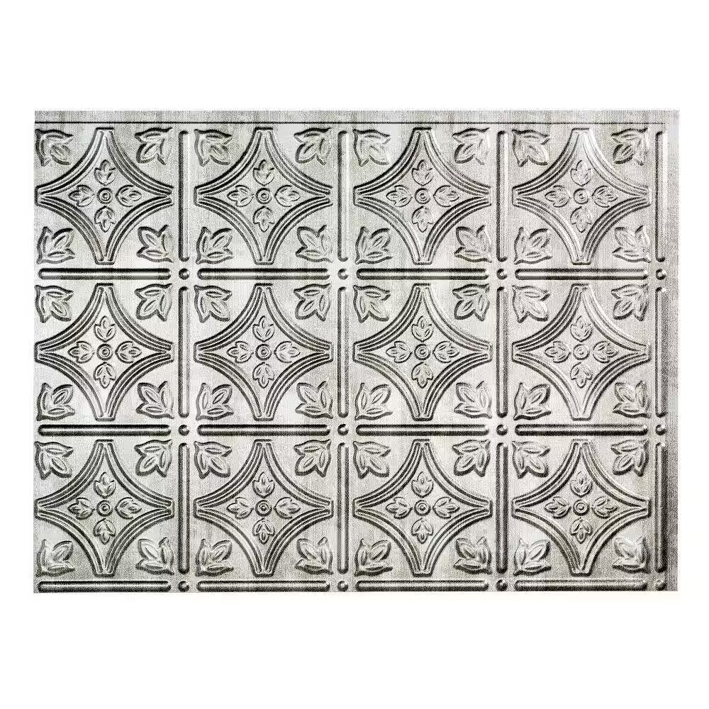 18.25 In. X 24.25 In. Crosshatch Silver Traditional Style # 1 PVC Decorative Bac