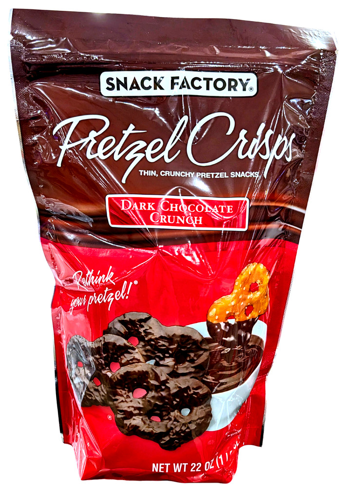 Snack Factory Dark Chocolate Crunch Pretzel Crisps 20 Oz EXP 04/2026