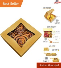 Food Safe 100 Pack Bakery Boxes, 8x8x2.5 Inches – Biodegradable, Window Design