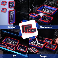 WORKPRO 4PC Double-Sided Collapsible Magnetic Part Tray Set Foldable Magnet Bowl