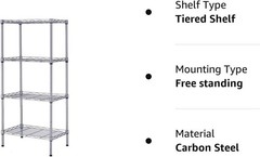 High Quality Rectangle Carbon Steel Metal 4-Shelf Storage Rack Silver New Style