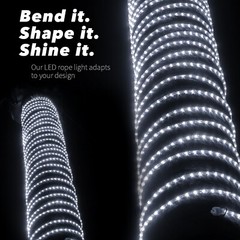 10/25/50/100/150FT Cool White Thick LED Rope Lighting Accent Indoor Outdoor