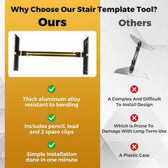 Stair Tread Template Tool (Brass/Black) Stair Tread Measuring Tool – Stair Tread