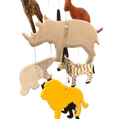 Zoo Animals Wind Chime Multicolor Ceramic Safari Mobile Vintage