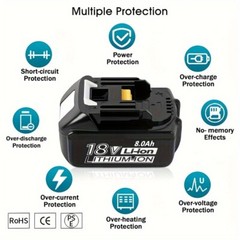 2 PCS Lithium Batteries 8.0Ah 18V for Makita BL1850 BL1860 With Type C Charge