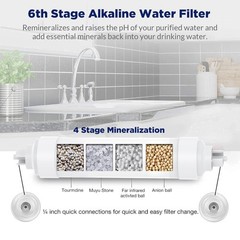 6 Stage 75 GPD Reverse Osmosis System pH Alkaline RO Water Filter 1/2/3 Year Set