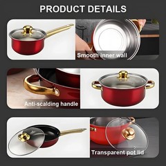 12pcs Stainless Steel Cookware Set – 6 Nonstick Pots & Pans with Matching Lids