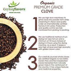 Organic Ceylon Hand Picked Whole Cloves Sri Lanka Non-GMO USDA Certified 3.5 oz