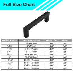 Matte Black Square Modern Cabinet Handles Pulls Kitchen Drawer Stainless Steel