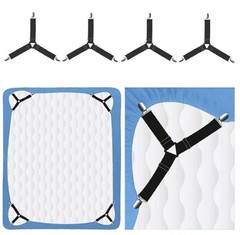 4Bed Sheet Fasteners Adjustable Elastic Suspenders Straps Mattress Covers Clips