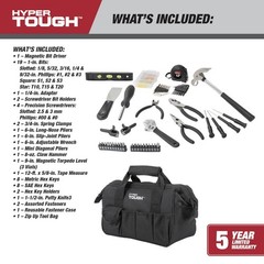 89-Piece Black Household Tool Set with 12-Pocket Tool Bag