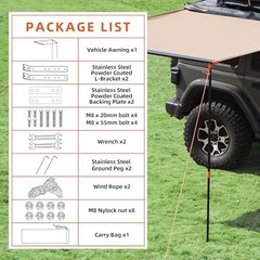 Vehicle Awning 4.6’x6.6′ Roof Rack Pull-Out Sun Awning, 4.6ft x 6.6ft, 30sq.ft