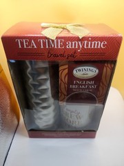 Twinings Tea Time Anytime Travel Set Stainless Steel Tumbler Ceramic Mug Tea
