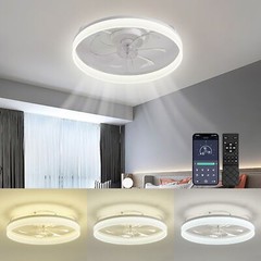 20″ Modern Fan Lights Flush Mount LED Ceiling Light kit With Remote APP Control