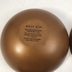 West Elm Enamel MCM Style Metal 4.25 in. Bowls Set 4 Red & Orange Dishes *As-Is*