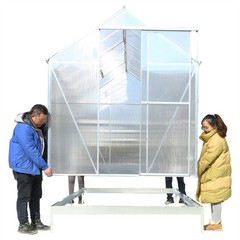 4.2/6.2/10.2ft Greenhouse Walk-in Green House Kit w/ Vent & Rain Gutter Backyard