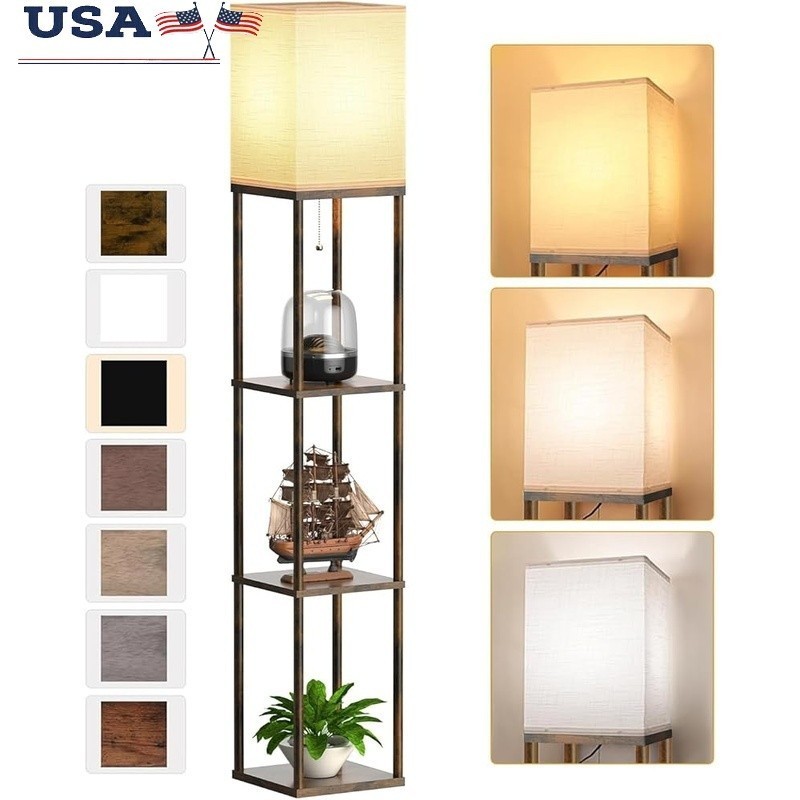 Tall Shelf Floor Lamp 3 Color Temperatures Memory Function Open Top Design New