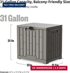EAST OAK Outdoor Storage Box, 31 Gallon Deck Box Indoor and Outdoor Use, Waterpr