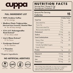 Cuppa Mushroom Coffee Medium Roast Lion’s Mane 60 Servings 2 x 30 Pack Organic