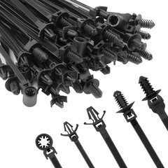 Automotive Installation Push Mount Cable Zip Ties Assorted Sizes, 110 PCS Black