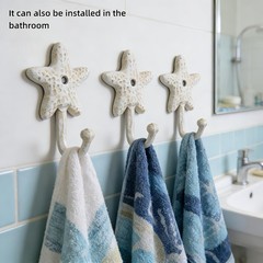 3Pack Cast Iron Starfish Coat Hooks 4.2in Decorative Wall Hooks Nautical Deco…