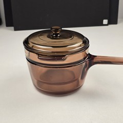 Visions Corning Ware Amber Double Boiler 1.5L Sauce Pan Pyrex Lid Set Vintage