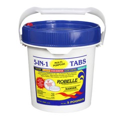 Robelle Chlorine 5-in-1 3″ Tabs Swimming Pool Sanitizer Chemical – 5 Lbs.