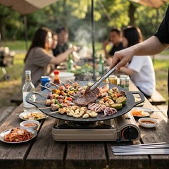 Korean Cast Iron Grill Pan Non-Stick BBQ Griddle for Induction & Gas Stove