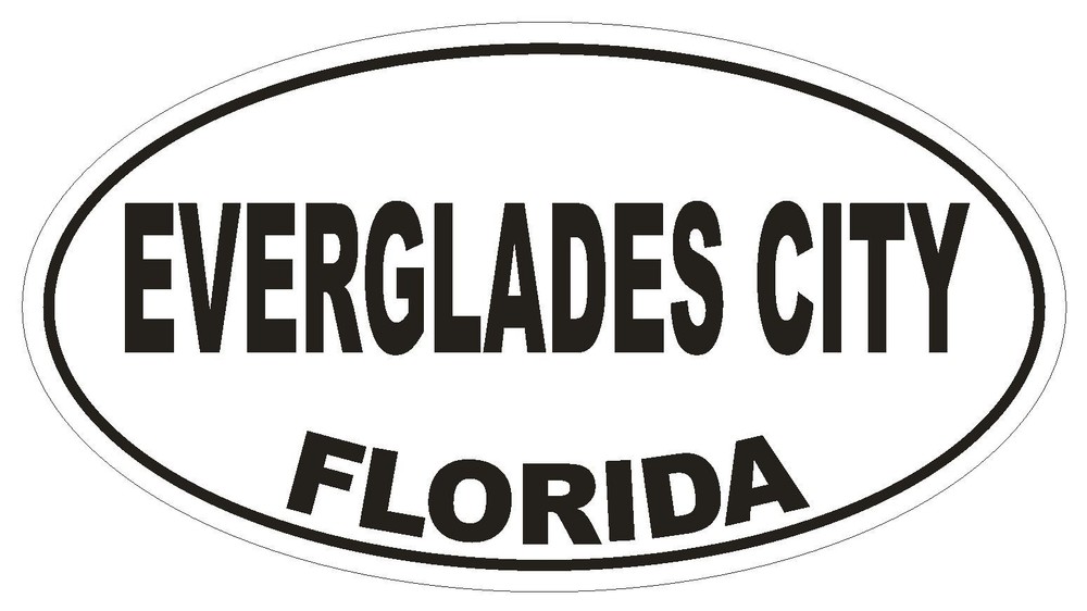 Everglades City Florida Oval Bumper Sticker or Helmet Sticker D2653 Euro Decal