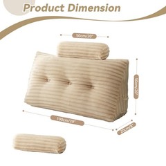 Wedge Headboard Pillow Triangle Cushion Sofa Waist Support with Neck Roll Pillow