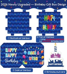 Birthday Money Pull Box Cash Gift Surprise DIY Money Holder with Happy birthday