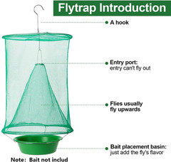 1-200X Ranch Fly Trap Reusable Hanging Fly Traps Outdoor Flay Catcher Cage Net