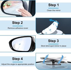 4Pcs Round Car Blind Spot Mirror HD Glass Wide Angle Stick-on Rear View Mirror