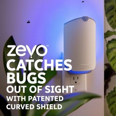 Zevo Flying Insect Trap (1 Plug-in Base + 3 Cartridges) Featuring Blue UV Light