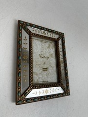 Vintage Style Mirrored Floral Picture Frame by Tunisia Italy