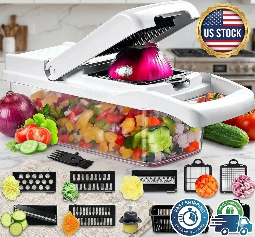 15-in-1 Vegetable Chopper Onion Dicer Fruit Cutter Mandoline Slicer Kitchen Food