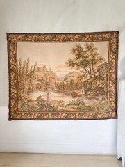 5.7ftx4.6ft Vintage Tapestry Wall Hanging French Landscape Scene JP Label Earth