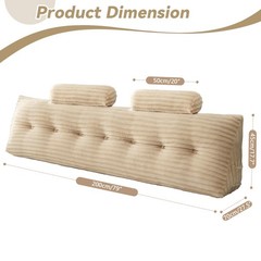 Wedge Headboard Pillow Triangle Cushion Sofa Waist Support with Neck Roll Pillow